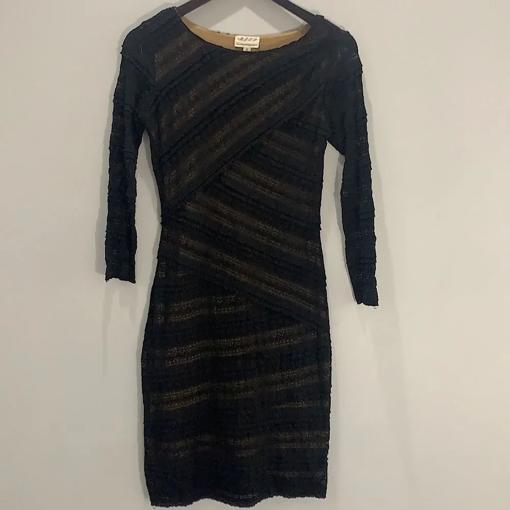 M.S.S.P Women’s black knee length dress with quarter length sleeves size Small